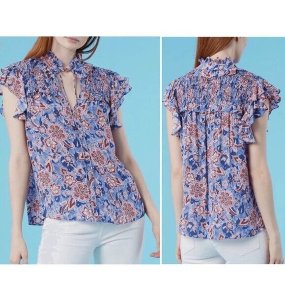 Gilner Farrar Sienna Blouse Flutter Sleeve Blouse - M - Picture 1 of 8